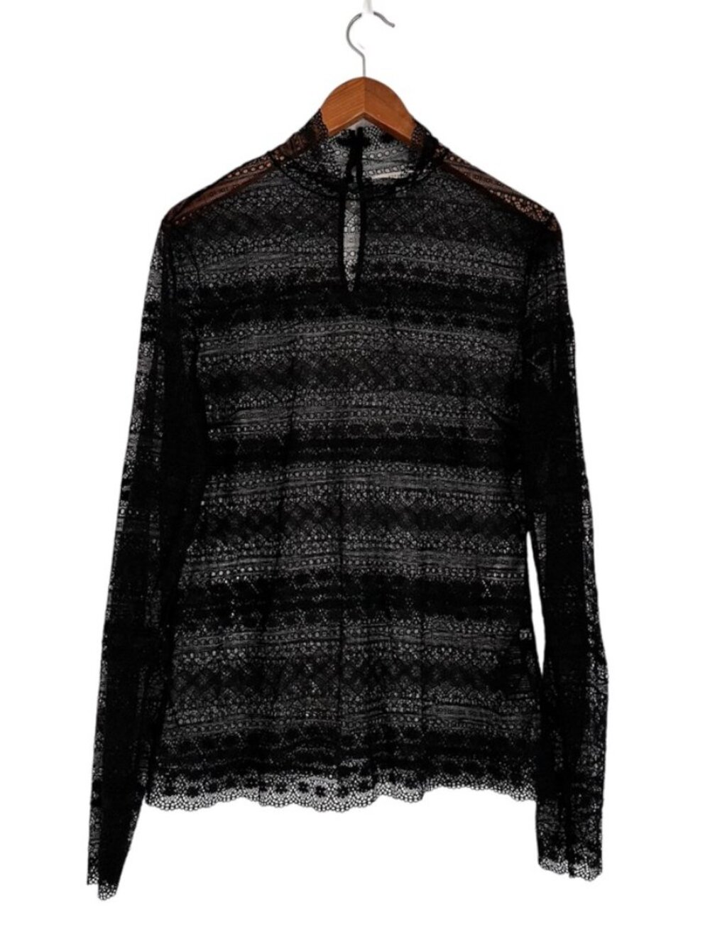 Dorothee Schumacher Sleek Sophistication Black Pointelle Turtleneck Top Size 6